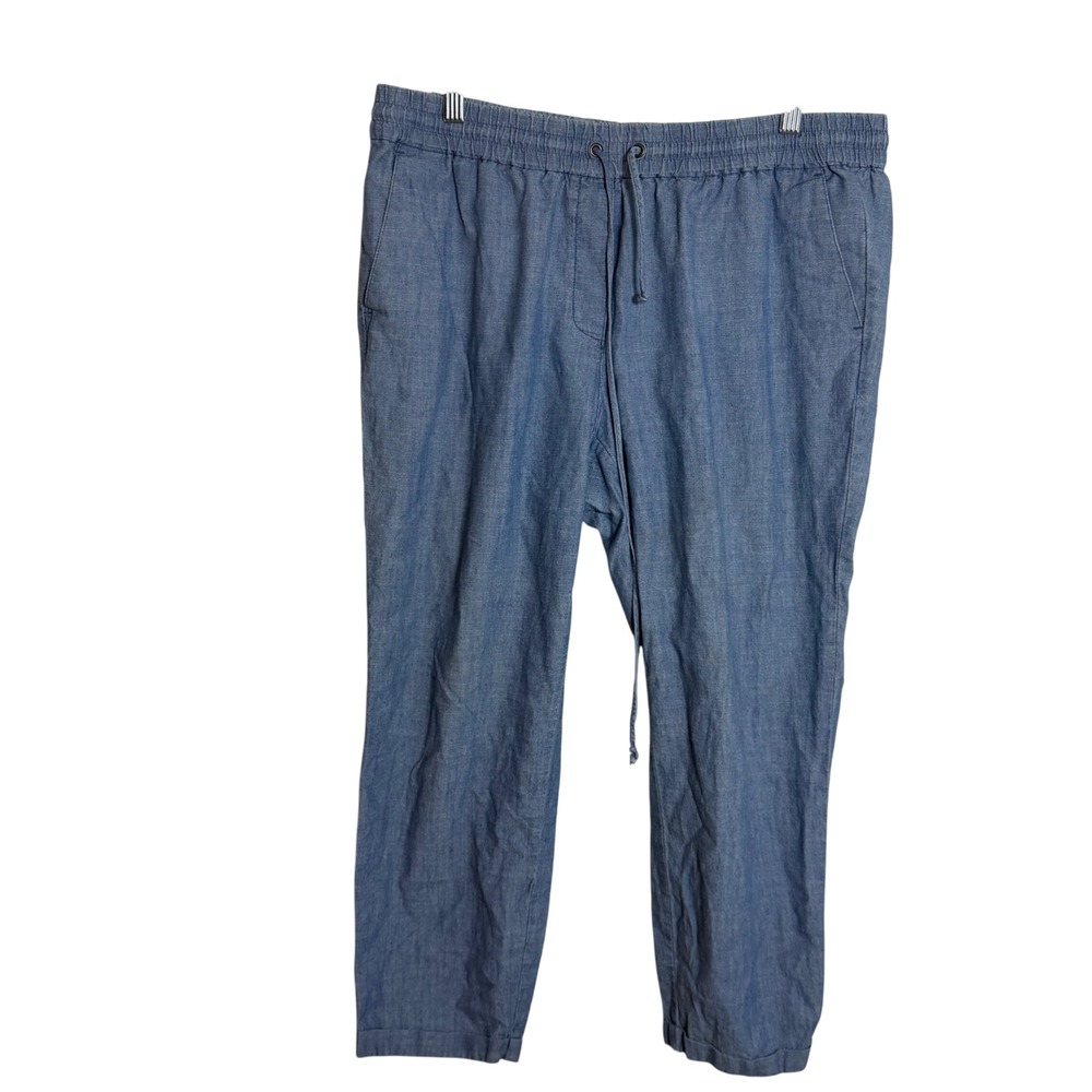 J.Crew Factory Chambray Cotton Drawstring Elastic Waist Pants Size 12 Womens